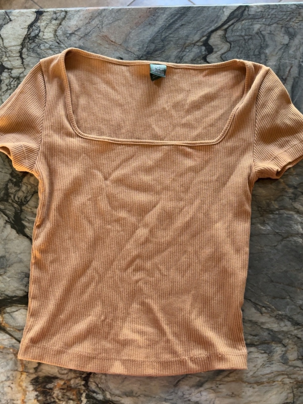 wild fable Square Neck Ribbed Crop Top - Camel Tan